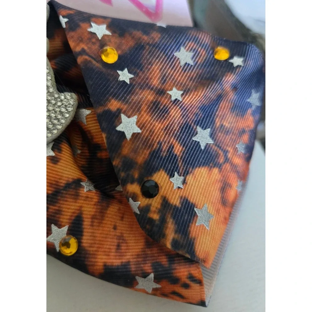 JoJo Siwa Halloween Ghost Hair Bow Orange Black Tie Dye Rhinestone Stars NWT